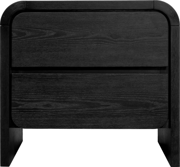 Elora Two Drawer Nightstand in Jet Black Ash