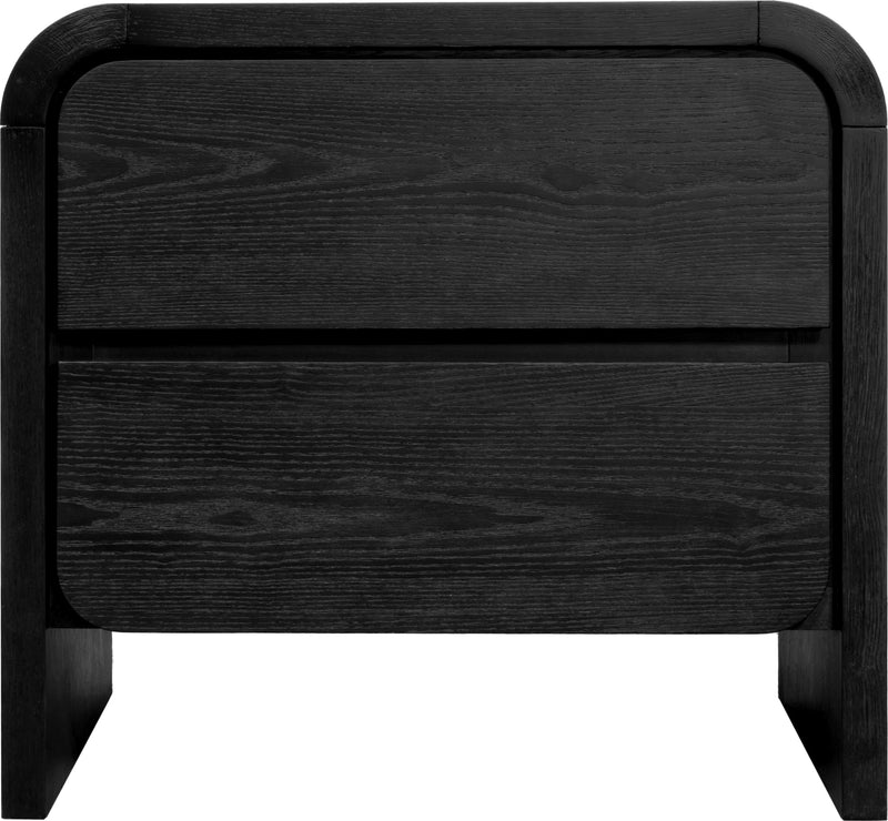Elora Two Drawer Nightstand in Jet Black Ash