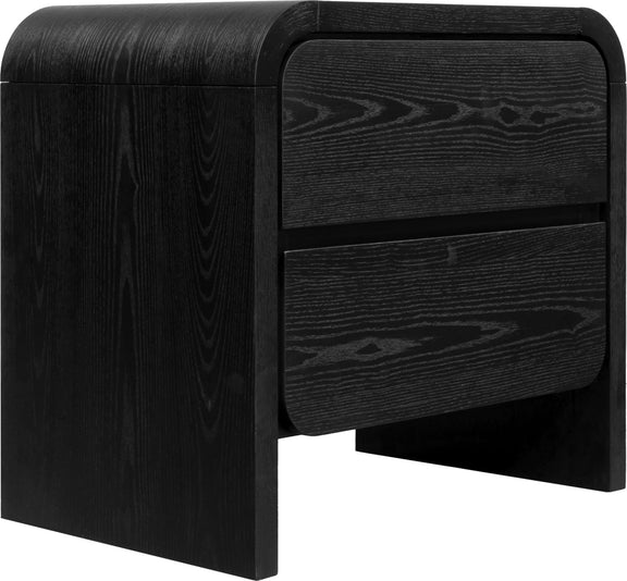 Elora Two Drawer Nightstand in Jet Black Ash