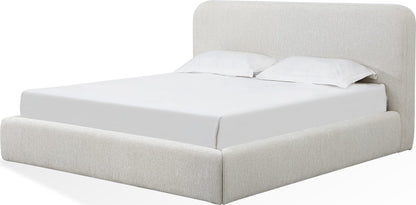 Elora Upholstered Platform Bed in Whitewashed Chenille
