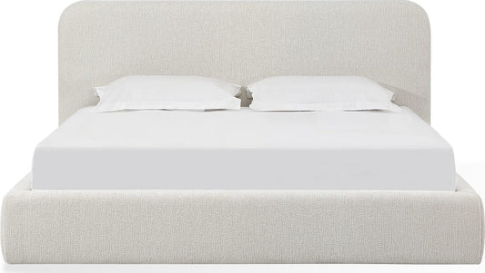 Elora King-Size Upholstered Platform Bed in Whitewashed Chenille