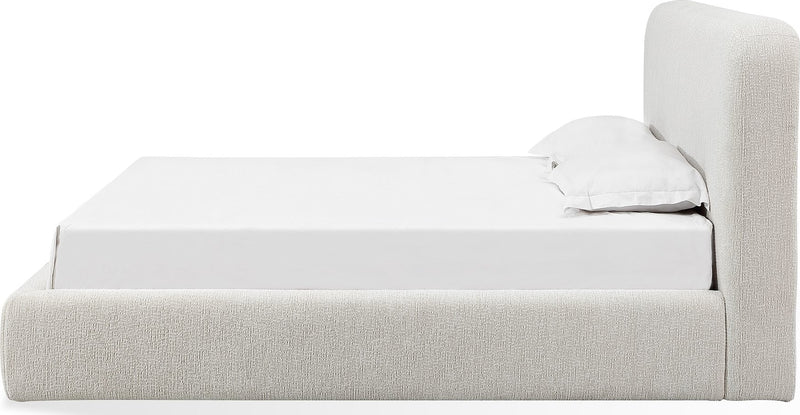 Elora King-Size Upholstered Platform Bed in Whitewashed Chenille