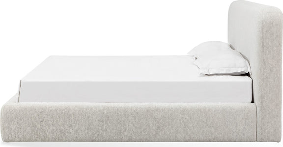 Elora California King-Size Upholstered Platform Bed in Whitewashed Chenille