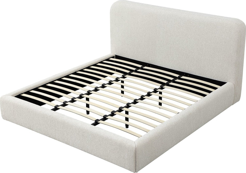 Elora King-Size Upholstered Platform Bed in Whitewashed Chenille