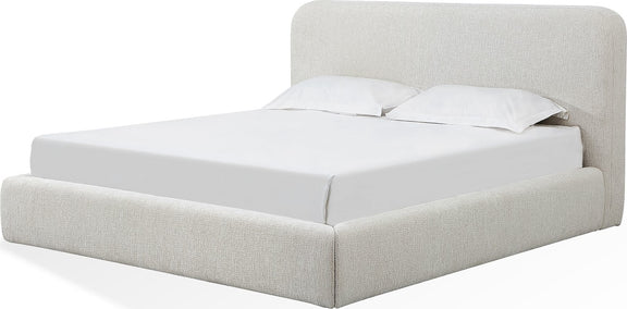 Elora California King-Size Upholstered Platform Bed in Whitewashed Chenille