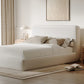 Elora Queen-Size Upholstered Platform Bed in Whitewashed Chenille