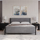 Elora Queen-size Wood and Velvet Upholstered Bed in Jet and Charcoal