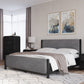 Elora Full-size Wood and Velvet Upholstered Bed in Jet and Charcoal