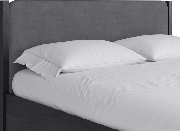 Elora California King-size Wood and Velvet Upholstered Bed in Jet and Charcoal