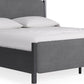 Elora California King-size Wood and Velvet Upholstered Bed in Jet and Charcoal