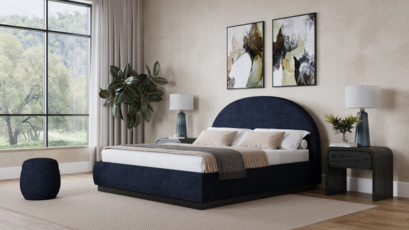 Flex King-size Upholstered Bed in Blue Jeans Chenille