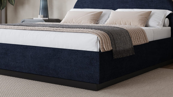 Flex King-size Upholstered Bed in Blue Jeans Chenille
