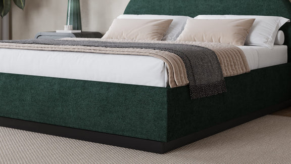 Flex California King-size Upholstered Bed in Emerald Chenille
