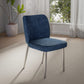 Fomo Chenille-upholstered Stainless Steel Base Dining Chair in Azure