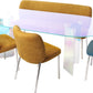 Fomo Chenille-upholstered Stainless Steel Base Dining Chair in Azure