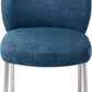 Fomo Chenille-upholstered Stainless Steel Base Dining Chair in Azure