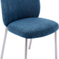 Fomo Chenille-upholstered Stainless Steel Base Dining Chair in Azure