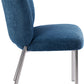 Fomo Chenille-upholstered Stainless Steel Base Dining Chair in Azure
