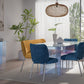 Fomo Chenille-upholstered Stainless Steel Base Dining Chair in Azure