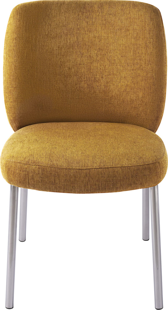 Fomo Chenille-upholstered Stainless Steel Base Dining Chair in Pineapple