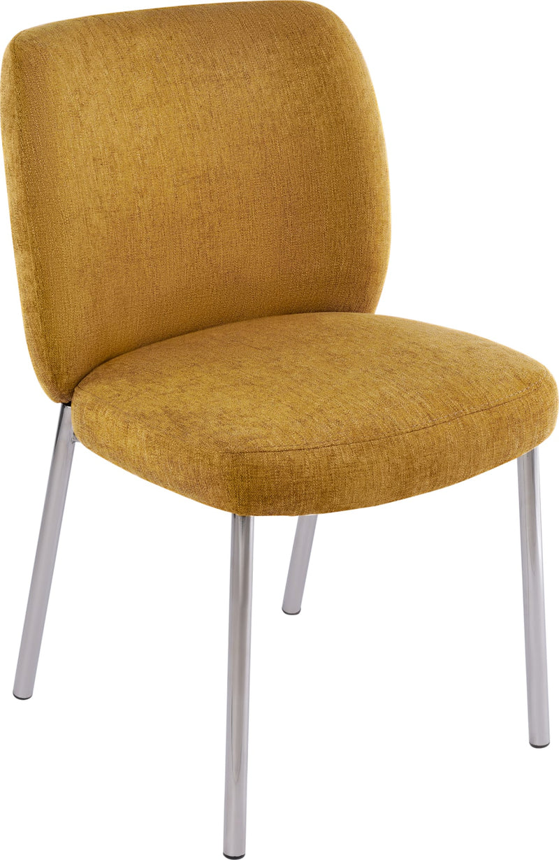 Fomo Chenille-upholstered Stainless Steel Base Dining Chair in Pineapple