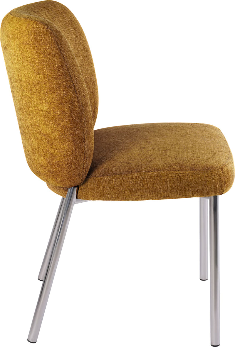 Fomo Chenille-upholstered Stainless Steel Base Dining Chair in Pineapple