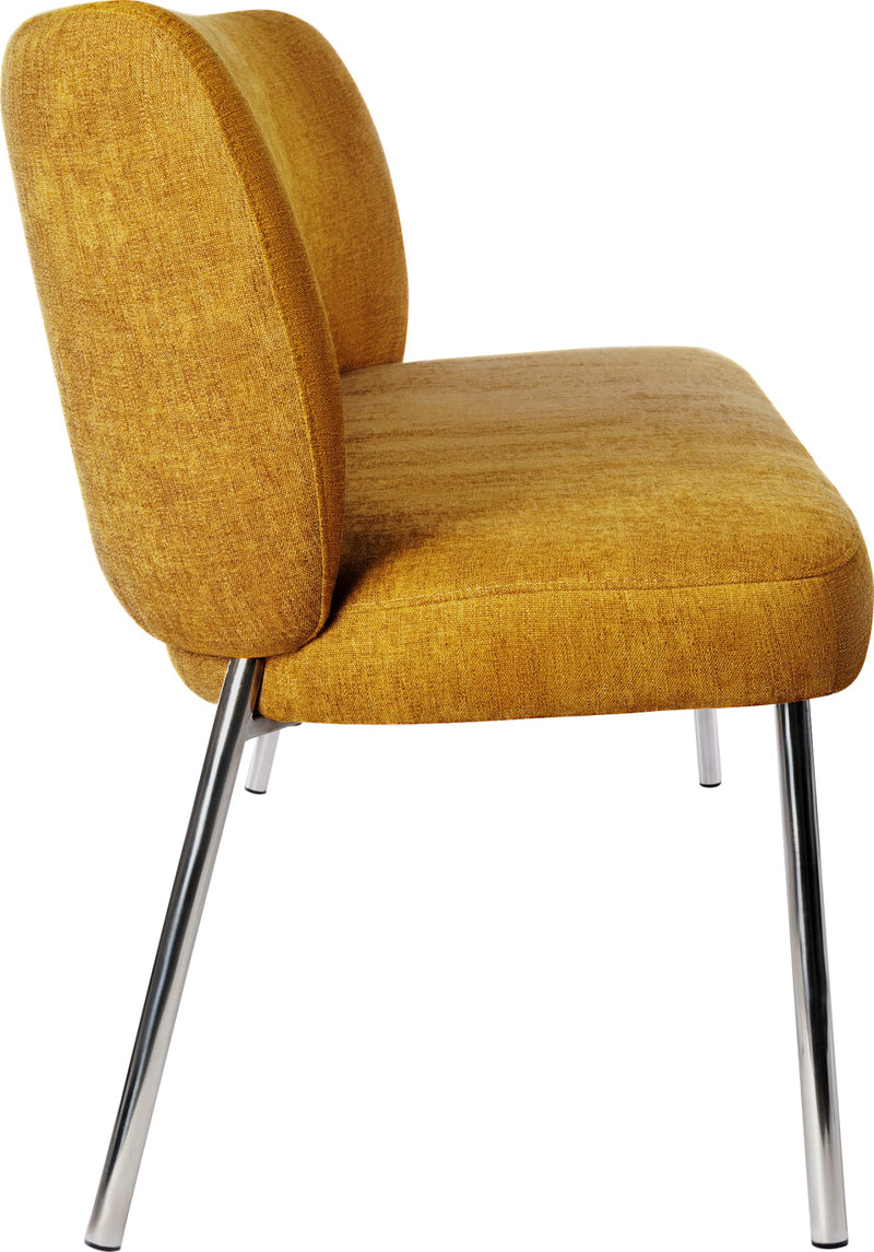 Fomo Chenille-upholstered Stainless Steel Base Dining Chair in Pineapple