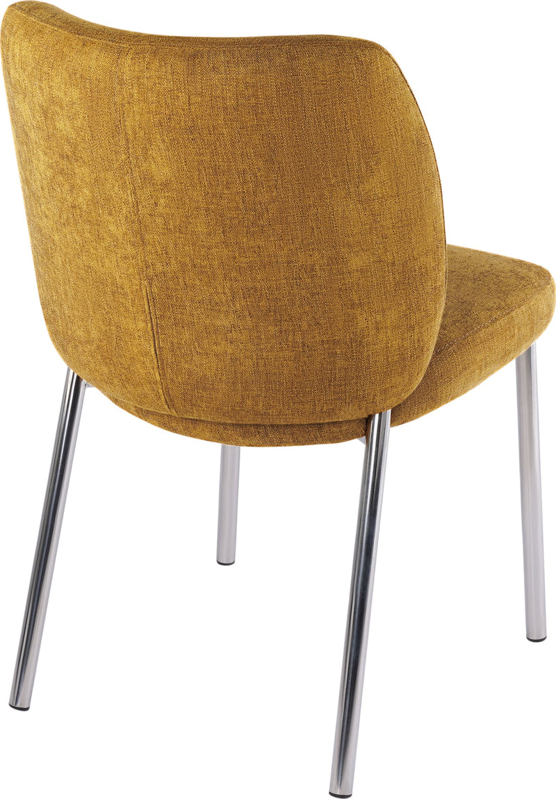 Fomo Chenille-upholstered Stainless Steel Base Dining Chair in Pineapple