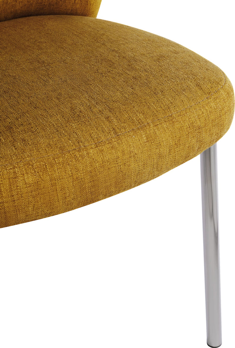 Fomo Chenille-upholstered Stainless Steel Base Dining Chair in Pineapple