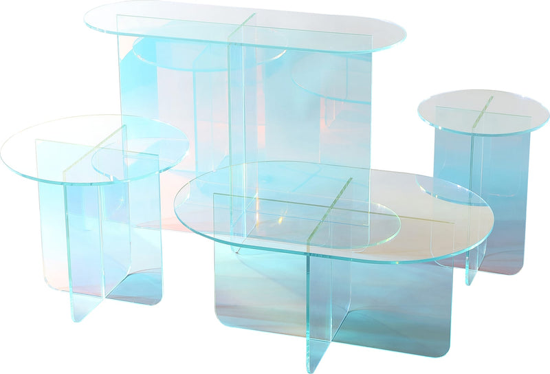 Fomo Large End Table in Iridescent Glass