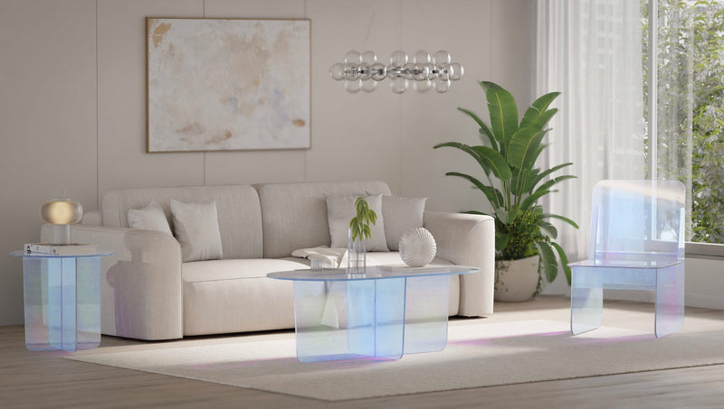 Fomo Small End Table in Iridescent Glass