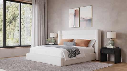 Frank King-size Upholstered Wingback Platform Bed in Cottage Cheese Boucle (2026)