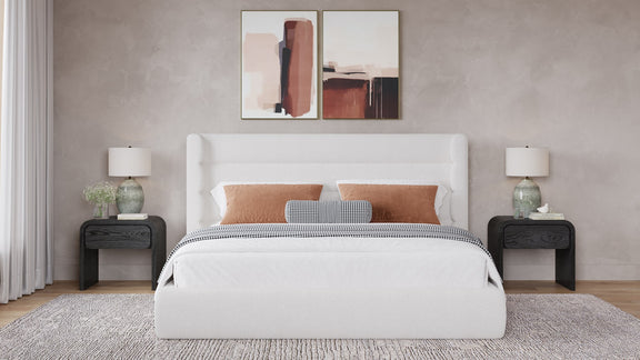 Frank Upholstered Wingback Platform Bed in Cottage Cheese Boucle (2026)