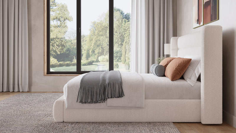 Frank Upholstered Wingback Platform Bed in Cottage Cheese Boucle (2026)