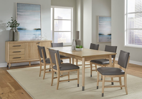 Franklin Dining Chair in Au Natural and Gray Leather