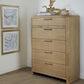 Furano Five Drawer Ash Wood Chest in Ginger