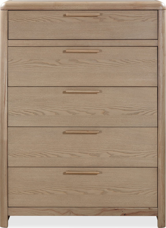 Furano Five Drawer Ash Wood Chest in Ginger