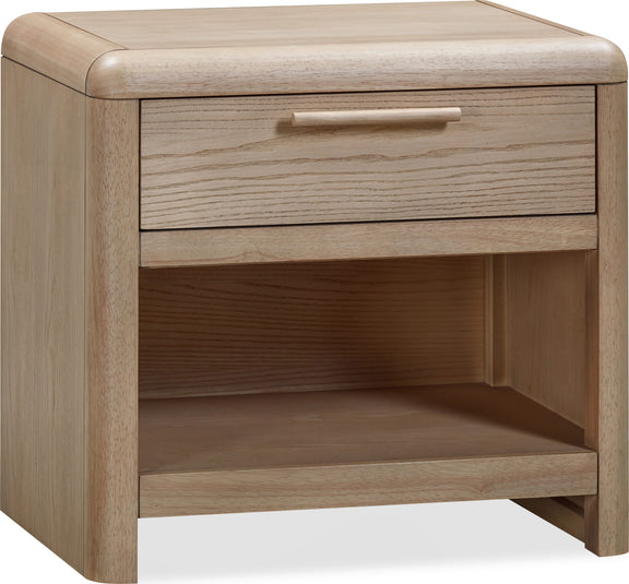 Furano One Drawer One Shelf Ash Wood Nightstand in Ginger