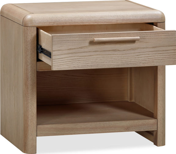 Furano One Drawer One Shelf Ash Wood Nightstand in Ginger