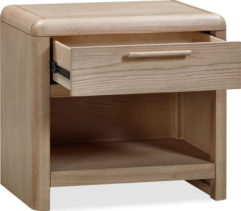 Furano One Drawer One Shelf Ash Wood Nightstand in Ginger
