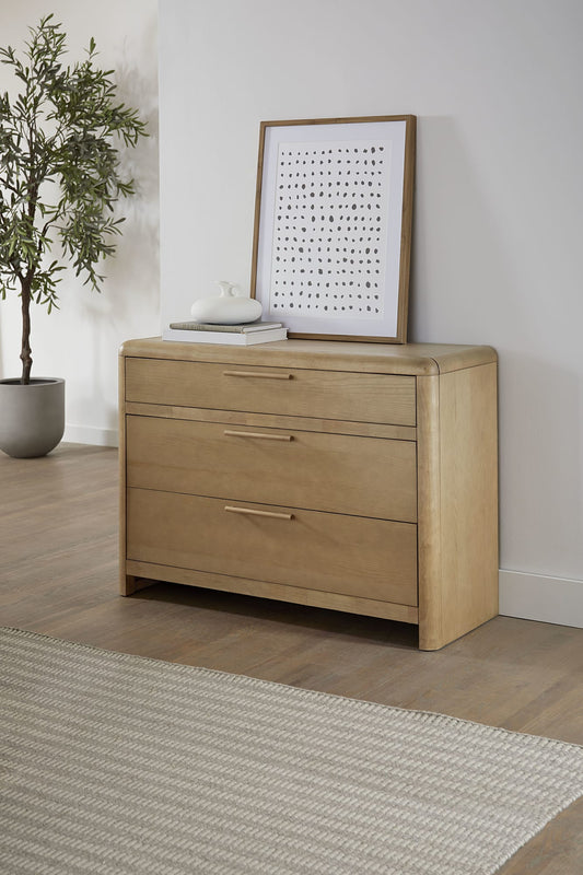 Furano Three Drawer Ash Wood Bachelor Chest in Ginger
