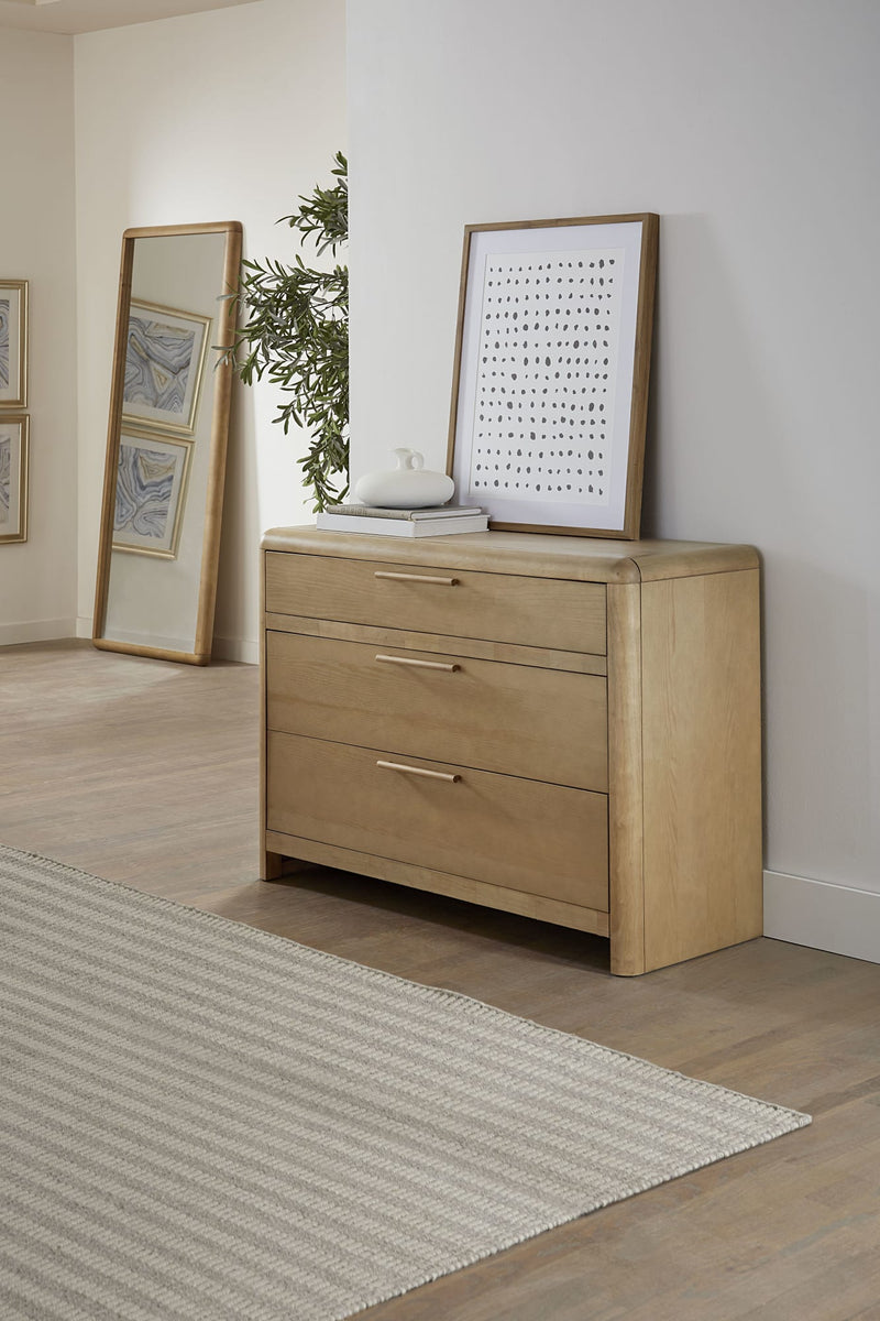Furano Three Drawer Ash Wood Bachelor Chest in Ginger