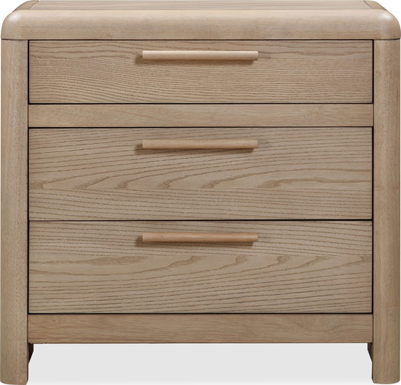 Furano Three Drawer Ash Wood Nightstand in Ginger