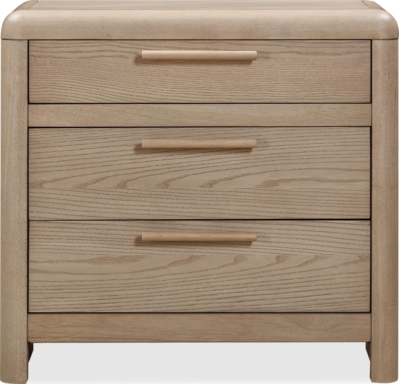 Furano Three Drawer Ash Wood Nightstand in Ginger