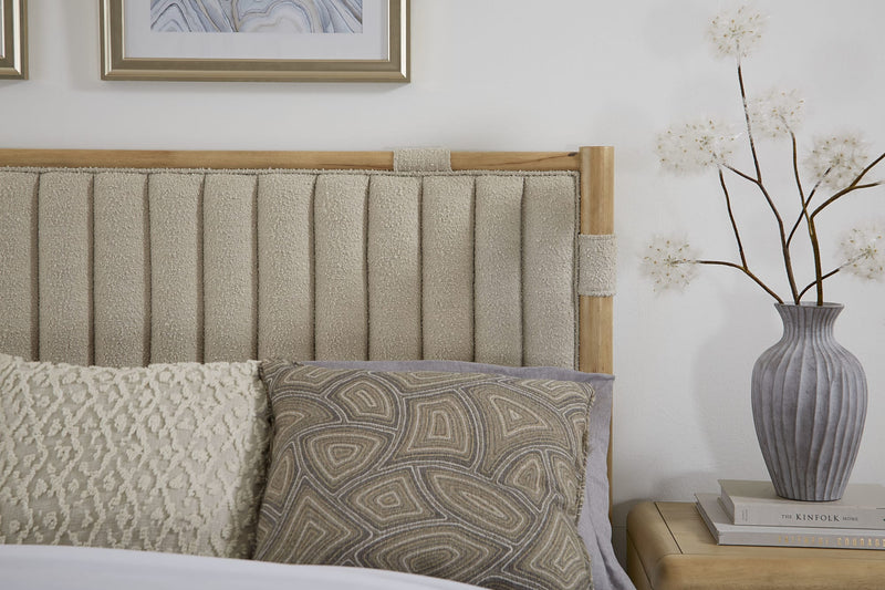 Furano California King-size Upholstered Panel Bed in Ginger and Brun Boucle