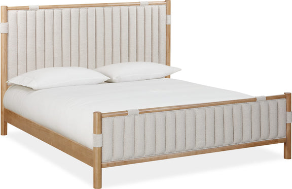 Furano Queen-size Upholstered Panel Bed in Ginger and Brun Boucle