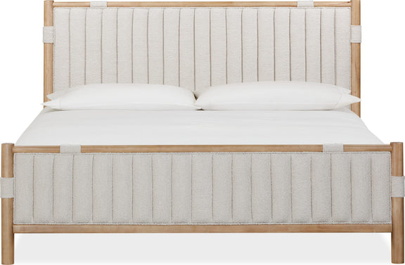 Furano Queen-size Upholstered Panel Bed in Ginger and Brun Boucle