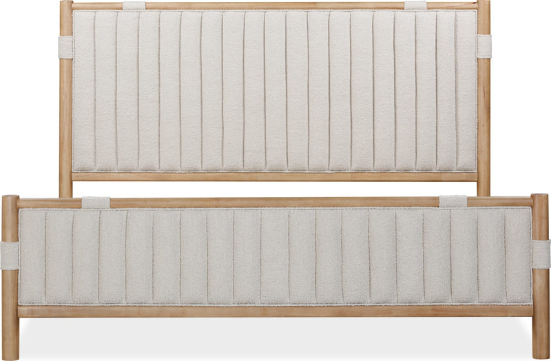 Furano Queen-size Upholstered Panel Bed in Ginger and Brun Boucle
