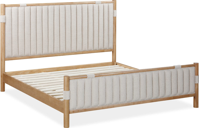 Furano Queen-size Upholstered Panel Bed in Ginger and Brun Boucle