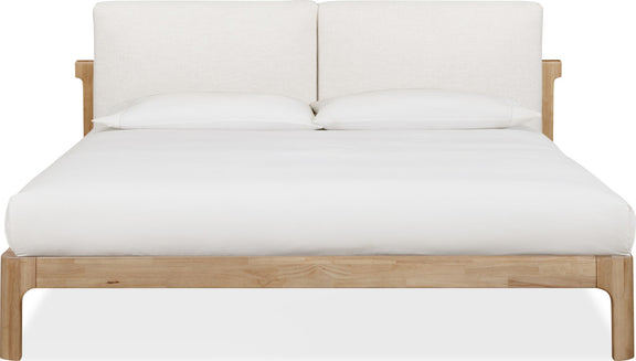 Furano California King-size Upholstered Two Cushion Platform Bed in Ginger and Natural Linen